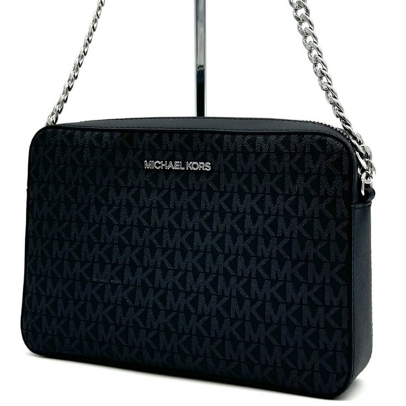 Michael Kors Handbags - Michael Kors Large Jet Set Item EW Crossbody Bag Black Signature
